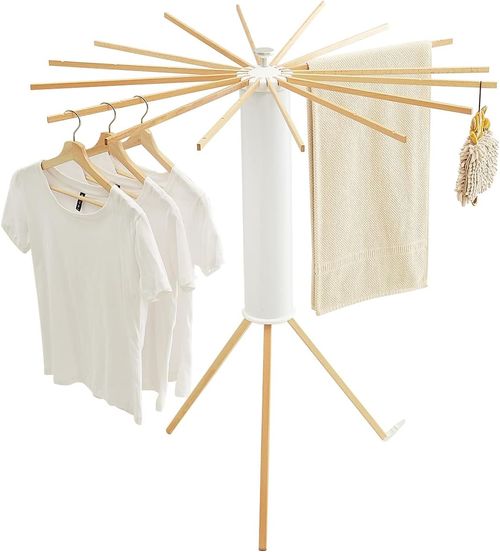 Tripod Clothes Drying Rack, Garment Rack Portable and Foldable Space Saving Laundry Drying Rack - Drying Rack Clothing Floor Folding Balcony Bedroom Household Wooden
