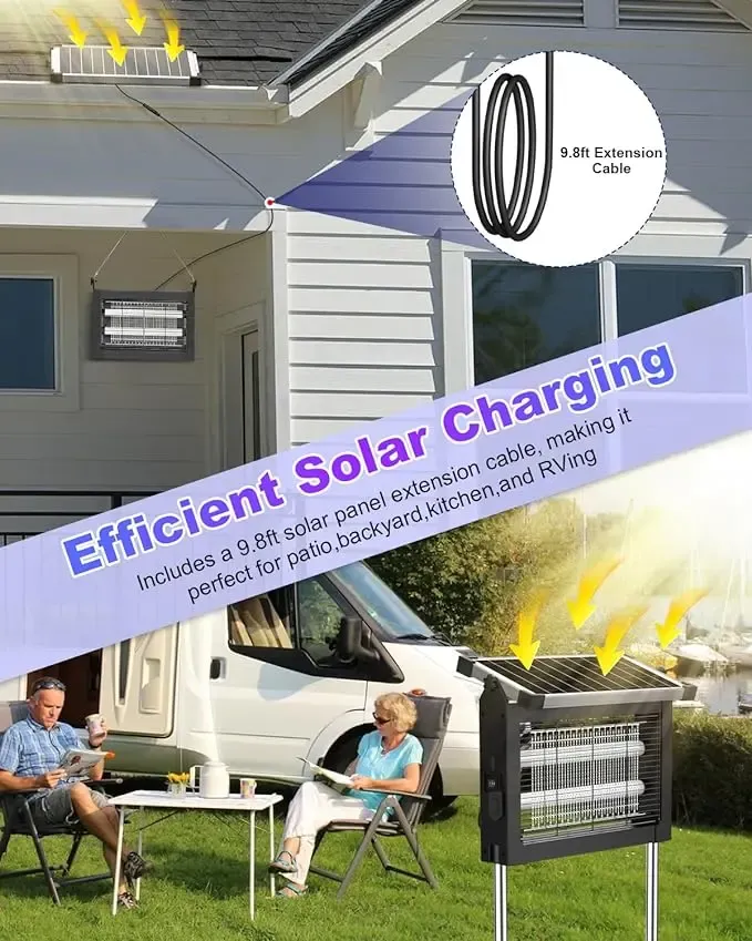 ZeChuan Solar Bug Zapper Outdoor, Waterproof Mosquito Zapper Outdoor Solar Powered mosquito killers electronic