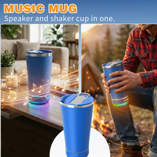 Music Vacuum Cup Cup With Bt Speaker, Music Vacuum Cup Cup Stainless Steel Bt Speaker Bottle, Double-Wall Insulated Travel Tumbler For Hot  Cold Drinks