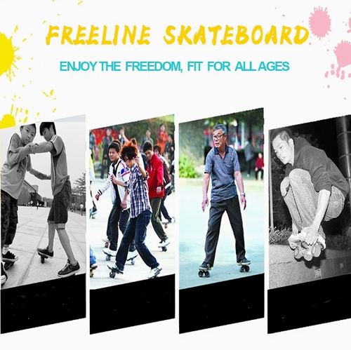Portable Roller Road Drift Skates Plate with Cool Deck Anti-Slip Board Split Skateboard with PU Wheels High-end Bearings