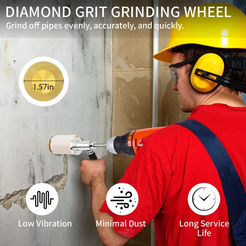 SnapFixMate PVC Pipe Inside Cutter with Diamond Grit Cutting Wheel and Handle, Fit for 1-2 Inch to 8 Inch,7 Inch Adjustable Cutting Depth,1-4in Hex Shank Fit for Impact Drivers and