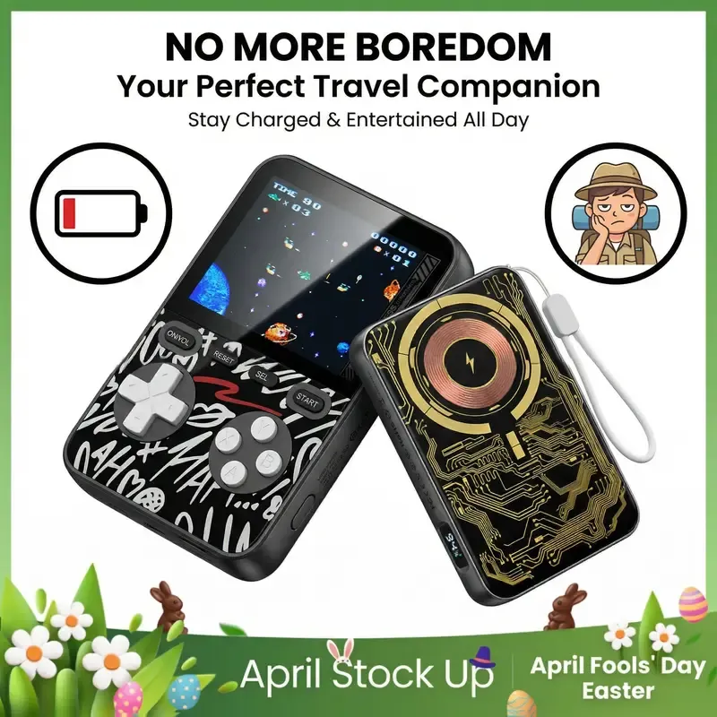 V99  MIRO 3-in-1 Magnetic Wireless Charger + Power Bank + Retro Game Console – 1500+ Classic Games, 15W MagSafe Compact for Phones – Perfect for Travel, Home, Office, Gaming Fun & Entertainment – Great Gift for Birthdays, Holidays & Special Moments