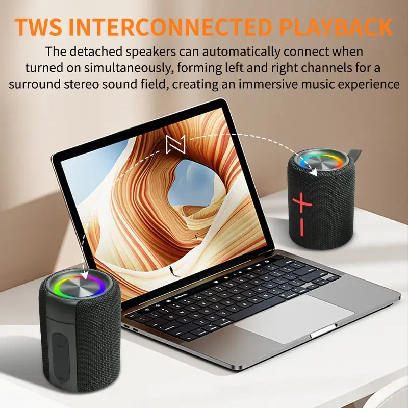 Portable Bluetooth Speaker with Subwoofer 20W 40W 2-in-1 Bluetooth Speaker Modern Style Bluetooth 5.3 Connection Use it while traveling. A must-have for music lovers who want to catch up on TV dramas. Audio Black SummerVibes