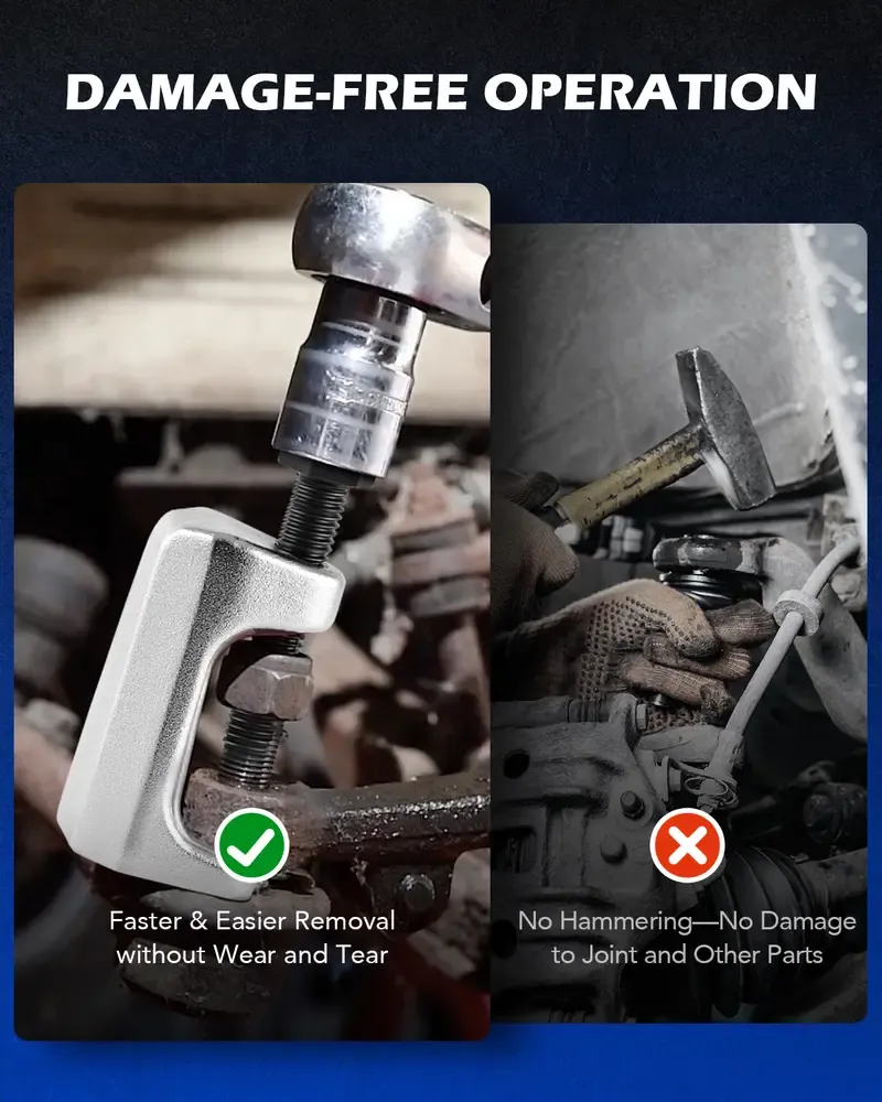 OMT 5-in-1 Heavy Duty Ball Joint Separator, Pitman Arm Puller, Tie Rod End Tool Set, Splitter Removal Kit Red Blue Red Black, Mutifunction Tool Accessories Set for Front End Service, Gift for men, Home car repair, Automotive Maintance Tool Box