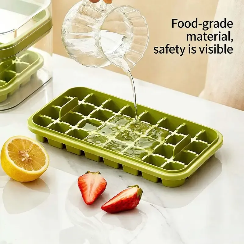 Large Capacity Round Ice Cube Tray Mold, Ice Cubes Maker, Food Grade Silicone Easy Release, Home Refrigerator Use, Includes Scoop, Durable & Reusable