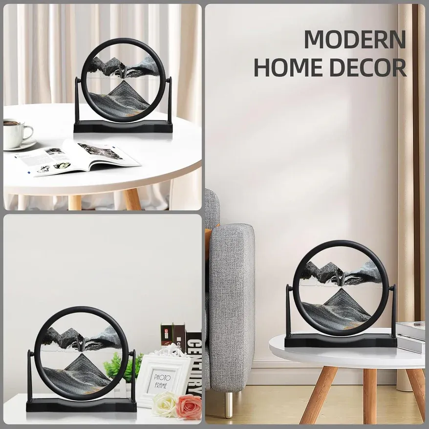 3D Moving Sand Art Frame | Rotating Liquid Sandscape Decor for Stress Relief & Desk Display