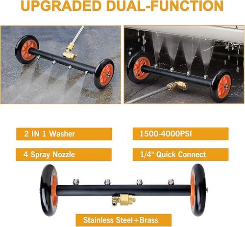 EVEAGE 2-in-1 Undercarriage Pressure Washer Attachment,Pressure Washer Water Broom,3 Extension Wands Wash Mitt, Reversible Undercarriage Cleaner,4000 PSI
