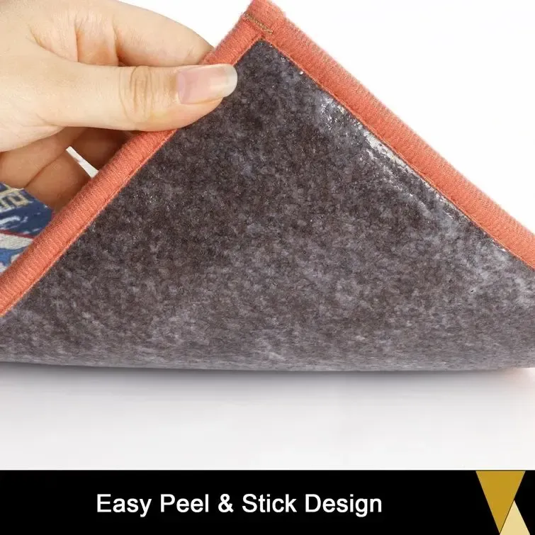 HEBE Non Slip Chenille Stair Runner for Wooden Indoor Reusable Soft Washable Rugs with Anti Slip Adhesive for Pets & Kids Stairway Grip Treads Decorative Mats 2PC