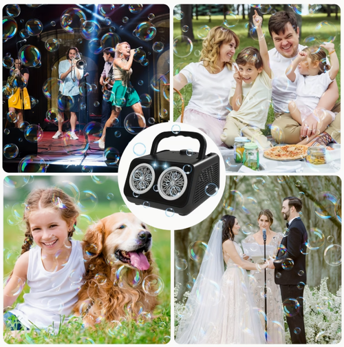 Electric Bubble Maker with Dual Fans, Producing Over 20, 000 Bubbles Per Minute, Ideal for Children, Battery Operated, Comes with Bubble Solution, Perfect for Outdoor Play