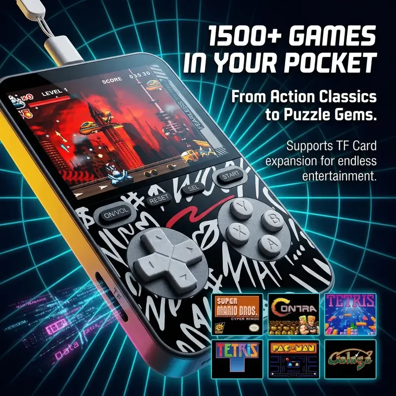 V99  MIRO 3-in-1 Magnetic Wireless Charger + Power Bank + Retro Game Console – 1500+ Classic Games, 15W MagSafe Compact for Phones – Perfect for Travel, Home, Office, Gaming Fun & Entertainment – Great Gift for Birthdays, Holidays & Special Moments