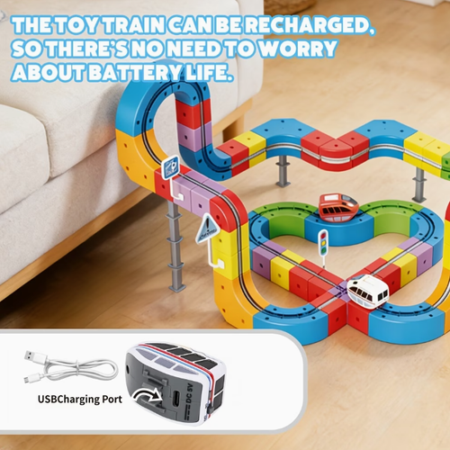 Multi-functional 3D Track Car 67 pcs Multi-functional 3D Track Car, Educational DIY Assembly Parking Toy, Children's Electric Suspended Track Car Set