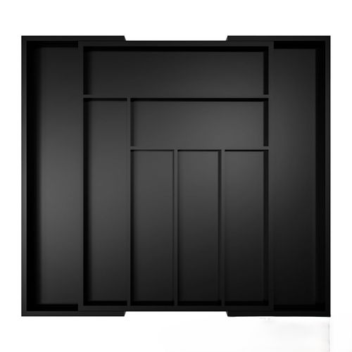 Silverware Organizer Large, Magnetic Connected Expandable 8 Slots Silverware Drawer Organizer from 12 to 20 Inches, Adjustable Flatware and Cutlery Holder, Bamboo Utensil Tray for Kitchen Black