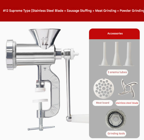 2026 Upgraded Manual Meat Grinder with Table Clamp- Heavy-Duty Stainless Steel Hand-Cranked Food Processor, No Electricity Required, for Grinding Meat, Vegetables, and Spices