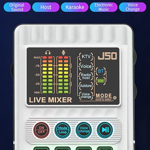 🎉 New Year's Gift – 50% OFF!✨🎤 Portable Handheld Live Sound Card (Voice Changer): Multifunctional Effects + Noise Cancellation – Stream from Anywhere!