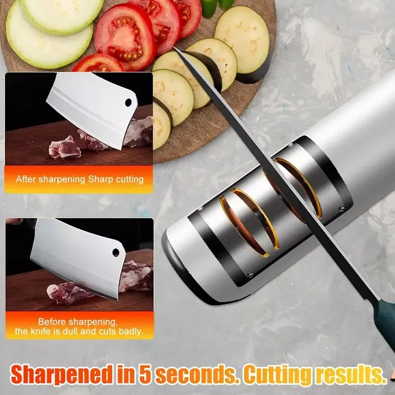 1 PCS Professional Electric Knife Sharpener, 2-Stage Home Kitchen Knives Sharpening, Stainless Steel