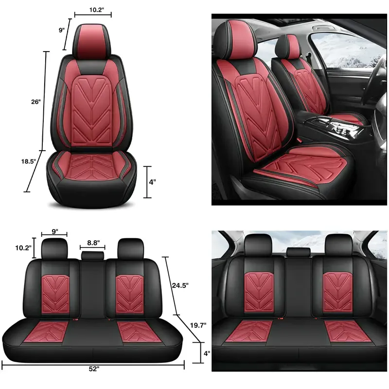Arespark 5 Seats Car Seat Covers Full Set Waterproof Nappa Leather 40-60 Spilt Bench Cover Universal For Nissan  Honda  Civic  CRV  Hrv  Kia  Sorento  Toyota  Corolla  4Runner  Camry  Hyundai  Mazda (Full Set)
