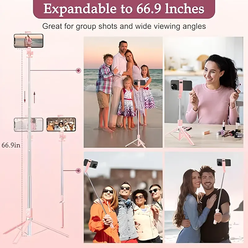 67 Selfie Stick Tripod with Ring Light 360°Rotation   Dual Fill Lights    Selfie Light   Wireless Remote for iPhone Android phone tripod for Vlog stand content Gifts