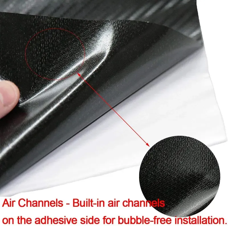 Black 6D Carbon Fiber Vinyl Wrap Roll 1.6ft x 16.4ft, 8yr Glossy Car Wrap Film Featuring Bubble Free Air Release Technology, Car Moto DIY Interior Exterior