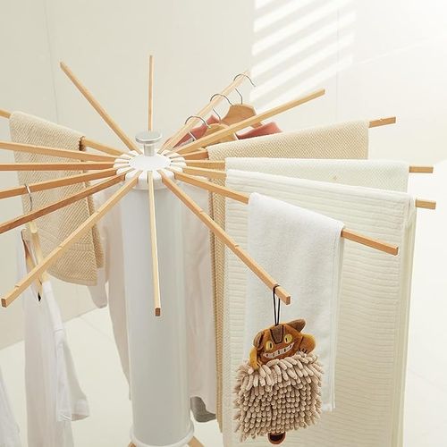 Tripod Clothes Drying Rack, Garment Rack Portable and Foldable Space Saving Laundry Drying Rack - Drying Rack Clothing Floor Folding Balcony Bedroom Household Wooden