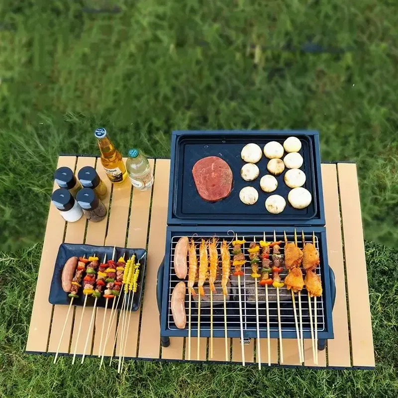 Portable Outdoor Double Sided Grill, Compact Cylindrical Grill, Cylindrical BBQ Grill, Double Sided Frying, For Outdoor Cooking Backyard Camping Picnic Beach, Multi-Person Grill, Charcoal Grill for Home Smokeless BBQ Grill camping grill new Heavy-Duty