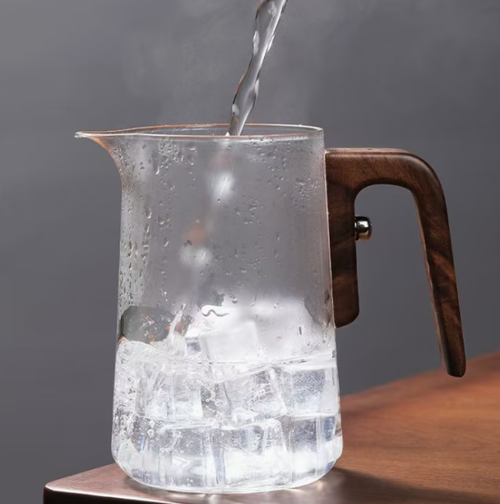 Creative Glass Magic Teapot, 800Ml 27.05Oz Wood Grain Handle Magnetic One-Button Brewing Heat-Resistant Tea Separator Cup Coffee Cup Witchcraft Teapot