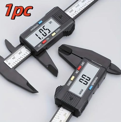High-precision digital caliper with large LCD display - Durable carbon fiber material, adjustable strap for office and industrial use