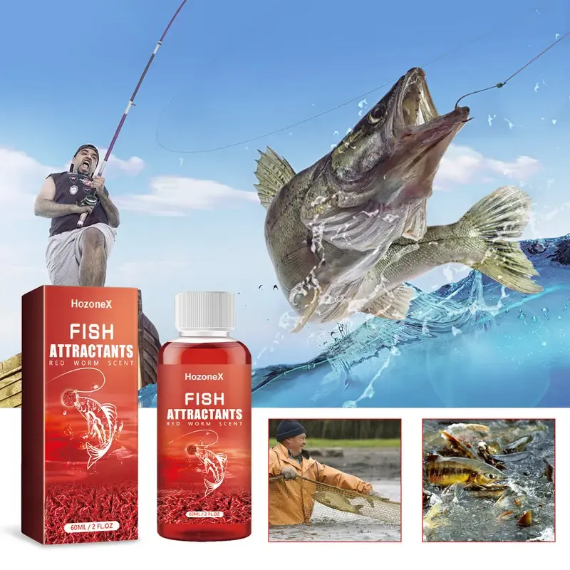 Fish Attractants, Concentrated Fishing Comprehensive Bait Fast Nesting Red Worm Liquid Thick Fishy Bait Opening Agent 2PC
