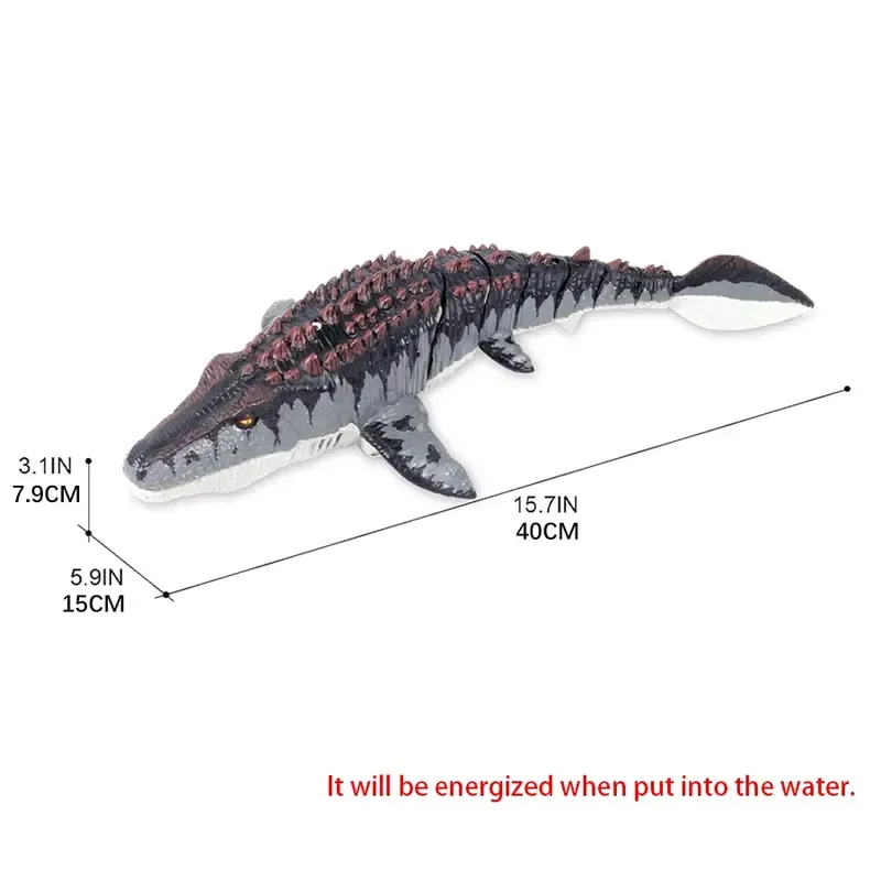 Remote-Control Mosasaurus Dinosaur Toy, 1 Count Rechargeable Electric Dinosaur with Light & Spray Effects, Pool Toy for Bath, Lake and Ocean Swimming