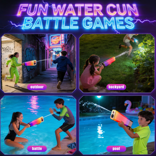 Rechargeable Glowing Electric Water Gun | 32-45Ft Long Range, Continuous Firing, 42.27oz Capacity, Colorful Light, Summer Outdoor Pool Party Toy For Kids Adults, Available In And Pink