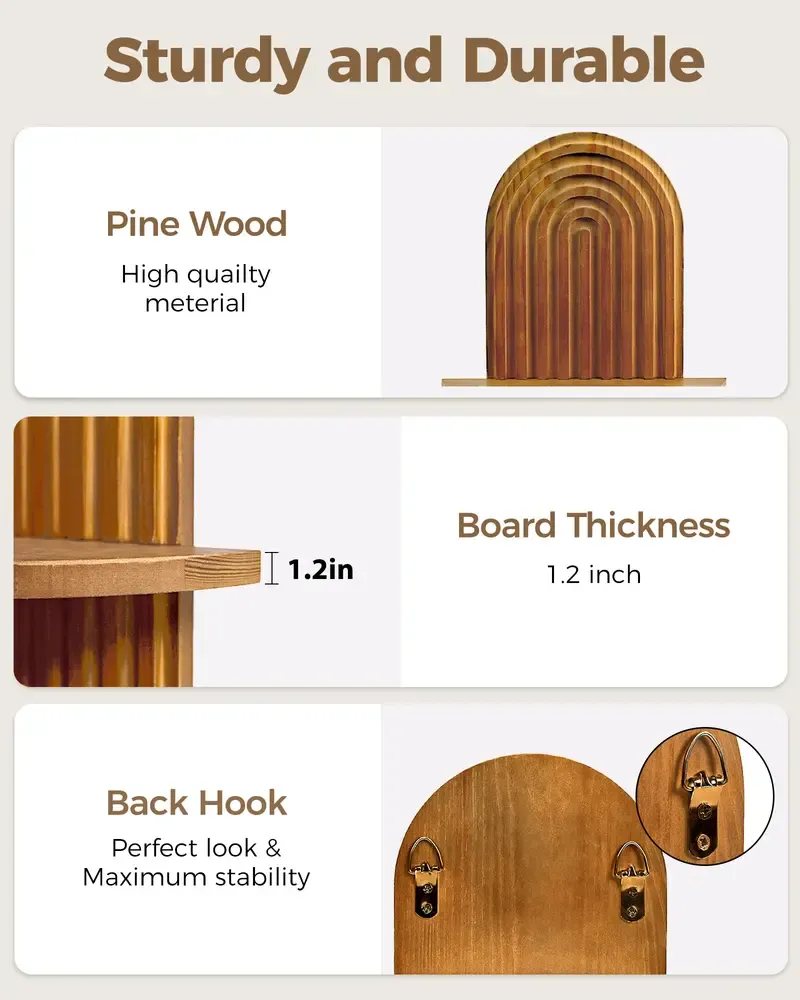 Bamworld Boho Wall Decor Brown Plant Wall Shelf, Mid Century Modern Decor Hanging Plant Shelf, 2-Tier Wooden Floating Shelves Shelving Unit for Home, Living Room, Office Holding Planter Decoration Wall decorations , Birthday gifts Bamboo Decorative