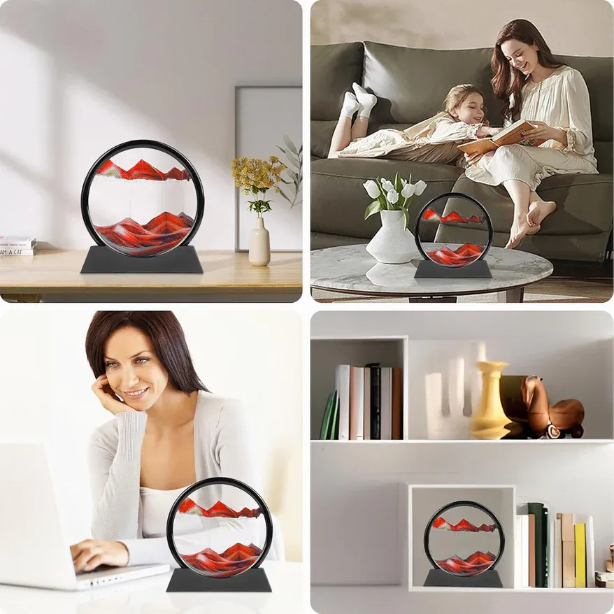 3D Moving Sand Art Frame | Rotating Liquid Sandscape Decor for Stress Relief & Desk Display