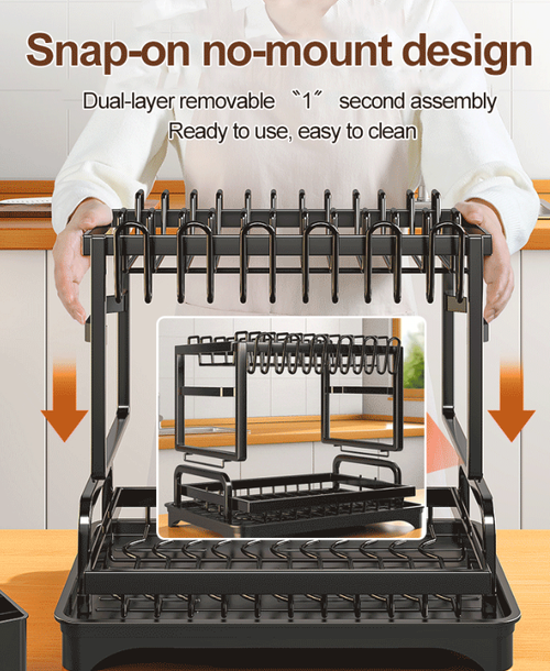 H-shaped flat iron double-layer bowl and dish rack