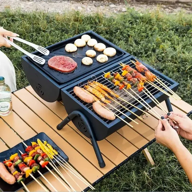 Portable Outdoor Double Sided Grill, Compact Cylindrical Grill, Cylindrical BBQ Grill, Double Sided Frying, For Outdoor Cooking Backyard Camping Picnic Beach, Multi-Person Grill, Charcoal Grill for Home Smokeless BBQ Grill camping grill new Heavy-Duty