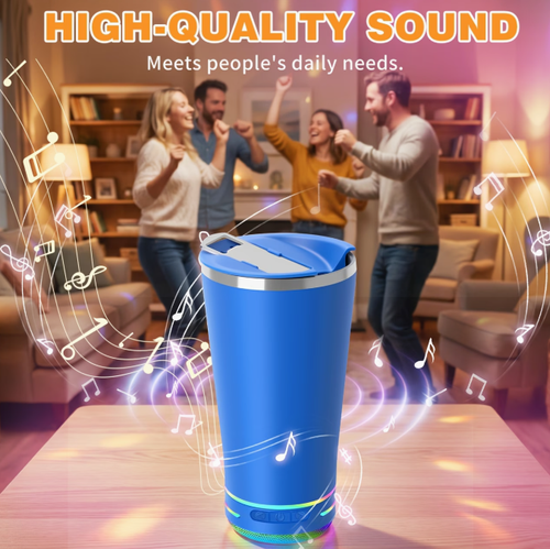 Music Vacuum Cup Cup With Bt Speaker, Music Vacuum Cup Cup Stainless Steel Bt Speaker Bottle, Double-Wall Insulated Travel Tumbler For Hot  Cold Drinks