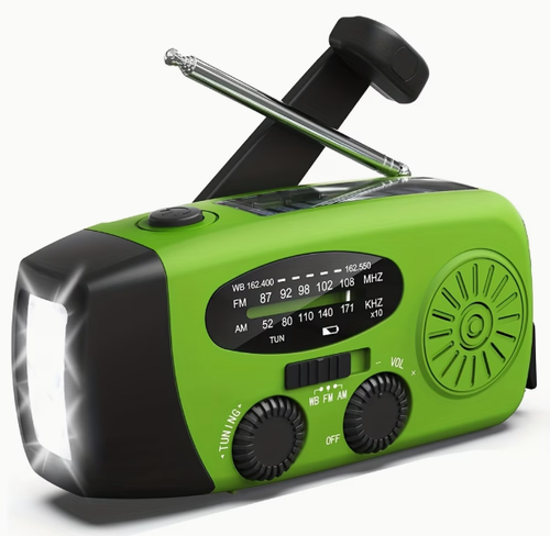 Emergency Hand Crank Radio with LED Flashlight, Solar Weather Radio - Portable AM  FM Emergency Broadcast Receiver Suitable for Camping, Power Outages & Survival (Hand Crank, Loudspeaker Compatible)