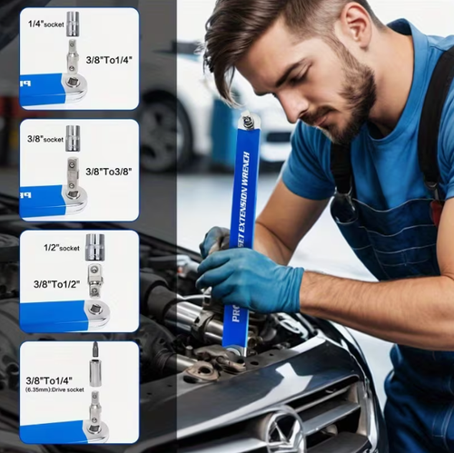 Extendable, Adjustable, Dual-Head, Two-Way, Labor-Saving Ratchet Chain Wrench