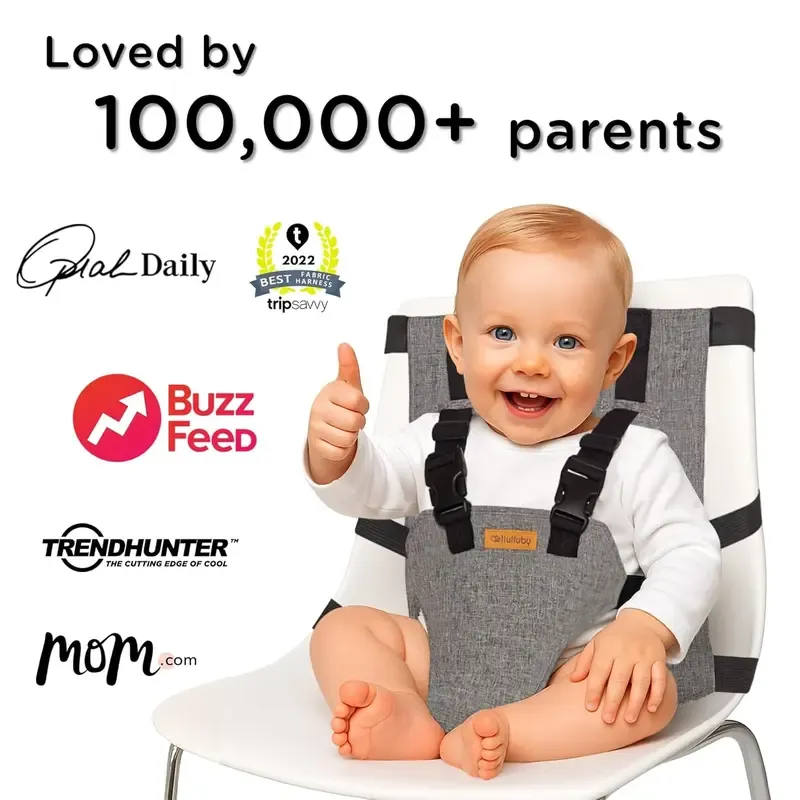 Baby Travel Harness Seat - Super Compact High Chair for Babies - Lightweight & Ergonomic Carrier with Adjustable Straps - Perfect for Travel & Home Use