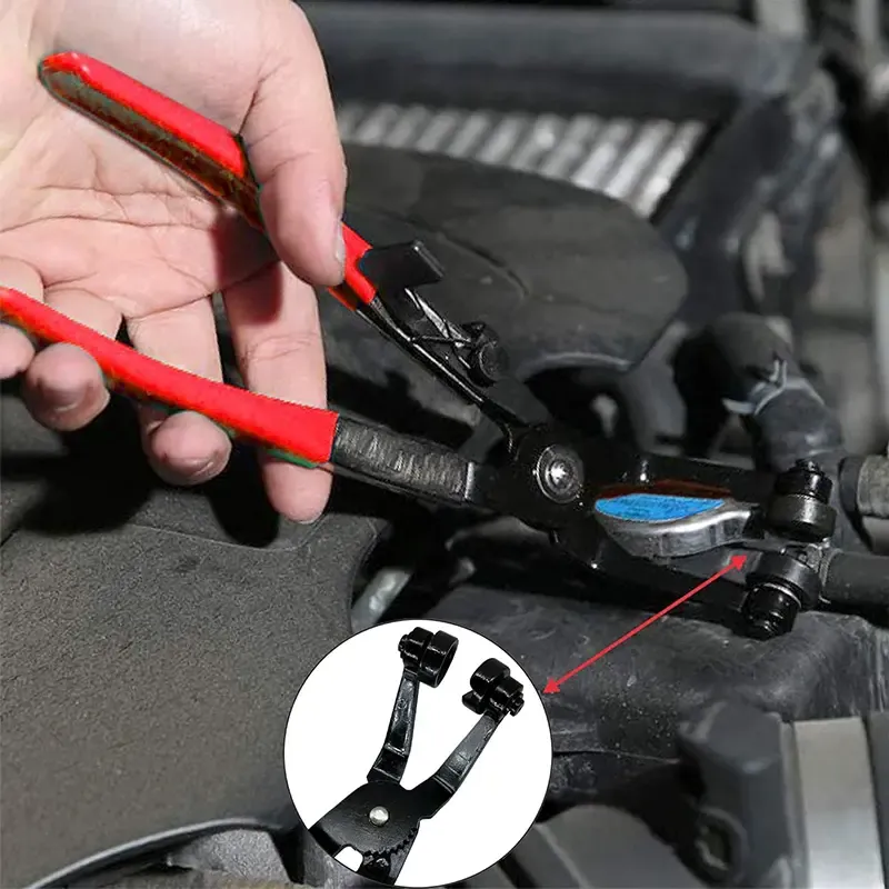 Hose Clamp Pliers, Long Reach Hose Clamp Tool Remover for Water Hose and Automotive Coolant Radiator Heater with Flexible Wire Long Reach Hose Clamp and Flat Band Pliers
