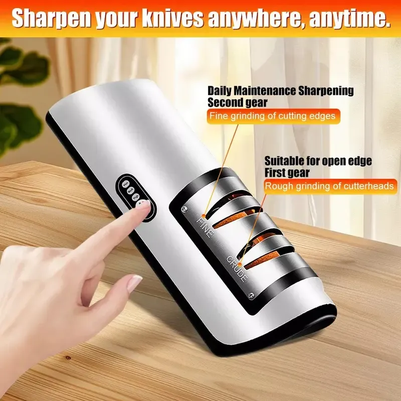 1 PCS Professional Electric Knife Sharpener, 2-Stage Home Kitchen Knives Sharpening, Stainless Steel
