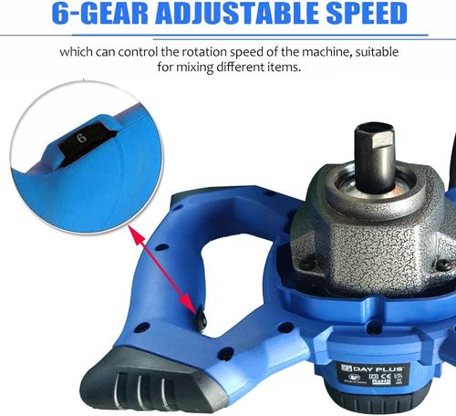 Electric Paddle Mixer to Mix Motar, Plaster, Cement, Concrete, Paint, Resin, Adhesives - 2600W, Portable Drill Mixer, M14 Mixing Rod, 120mm Diameter Stirrer, Adjustable 6 Speed