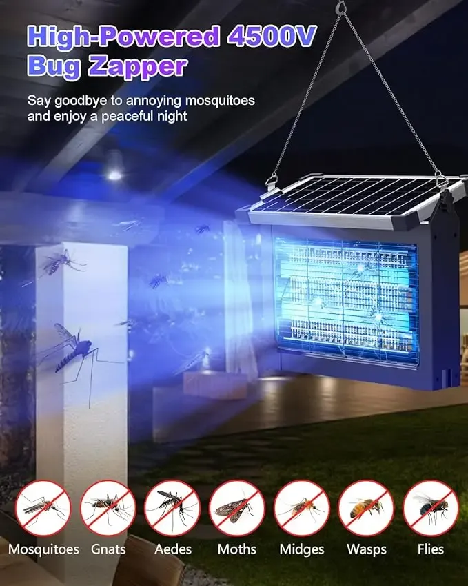 ZeChuan Solar Bug Zapper Outdoor, Waterproof Mosquito Zapper Outdoor Solar Powered mosquito killers electronic