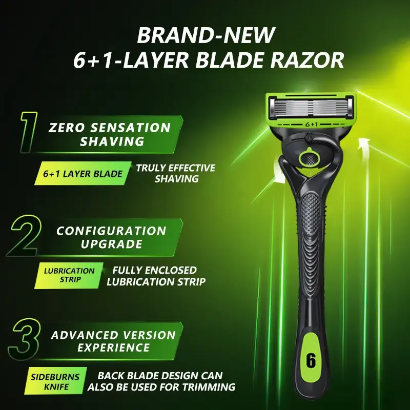 Men's razor replacement blades, 12-24  blades & 1 free handle, sharp handheld razor blades, men's daily care products, razors