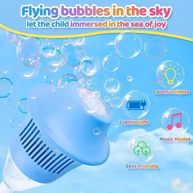 Automatic Handheld Bubble Machine for Kids, Bubble Maker Spring Summer Toys with Lights, Outdoor Rechargeable Blower Best Easter Gift for Children