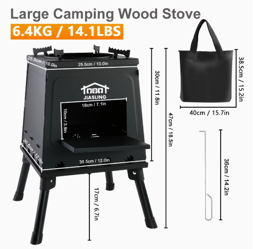 Wood Burning Camp Stove Portable Wood Stove for Outdoor Hiking Picnic BBQ Travel Black Portable Heater for Camping Portable Outdoor Cooking Stove