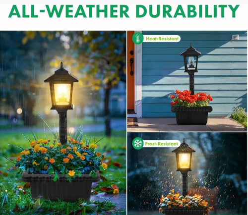 1and 2 Pcs Solar Post Light With Planter