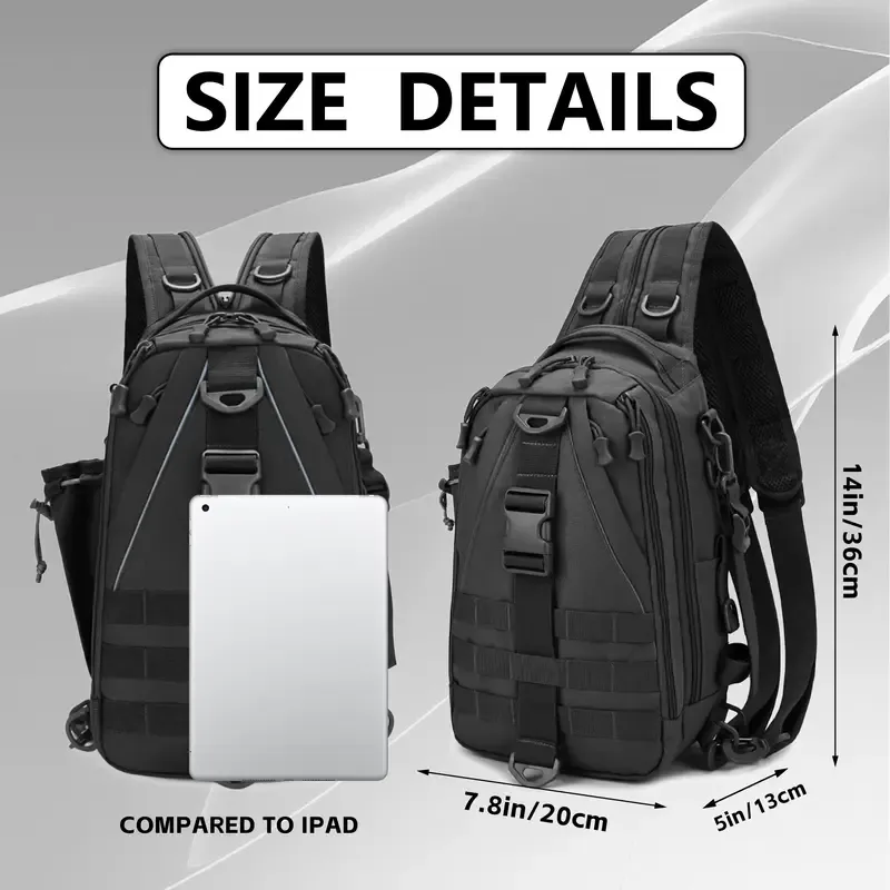 Fishing Backpack Tackle Sling Bag - Fishing Backpack with Rod Holder - Tackle Box Fly Fishing Gifts for Men Women（Accessories not included）