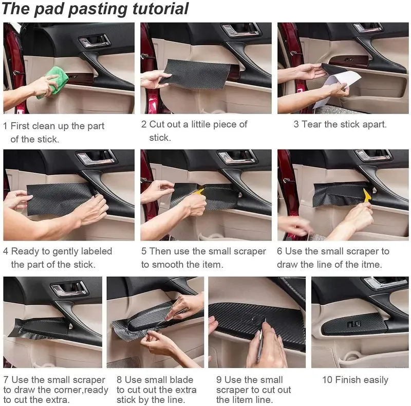 Black 6D Carbon Fiber Vinyl Wrap Roll 1.6ft x 16.4ft, 8yr Glossy Car Wrap Film Featuring Bubble Free Air Release Technology, Car Moto DIY Interior Exterior