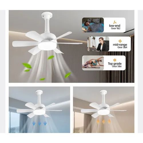 Fashion White Ceiling Fan with Remote Control - Silent, Easy Install, 1.2kg