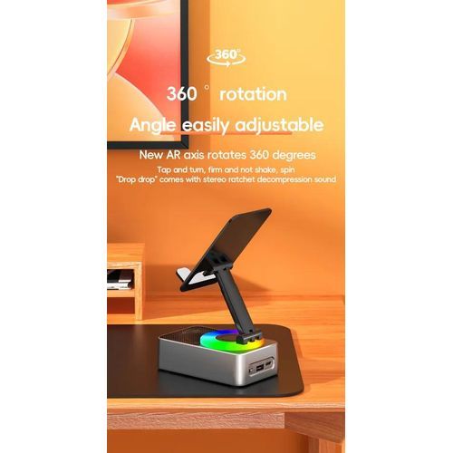 3-in-1 Foldable Phone Stand with Bluetooth Speaker & Power Bank - 360° Rotation