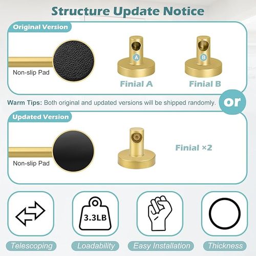 Gold Magnetic Curtain Rod for Door:Magnet Curtain Rods for Classroom Whiteboard,Small Adjustable Magnetic Towel Bar,Tool-Free French Magnet Pole with Leather Protective Cover No Drilling